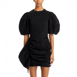 NWT Rhode Ink Pia Denim Minidress Puff Sleeves Ruffle $495 - Size US 2